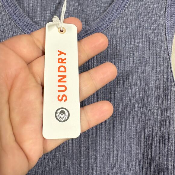 Sundry Womens 2/Medium Scoop Neck Rib Knit Tank Blue Cotton Modal Sleeveless - Picture 7 of 8